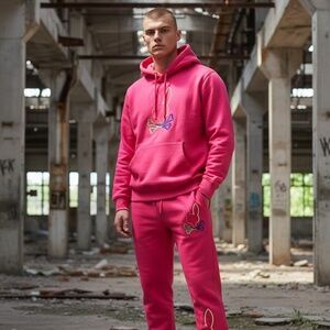PSYCHO BUNNY LEO TRACK SUIT - PINK SIZE: UNISEX S NWOT